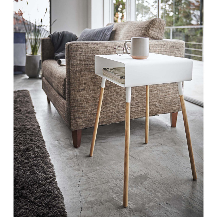 Yamazaki Home Tall Side Table With Storage Shelf, Rectangular Accent